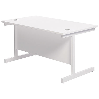 Jemini 1200mm Rectangular Desk, White Cantilever Leg, White