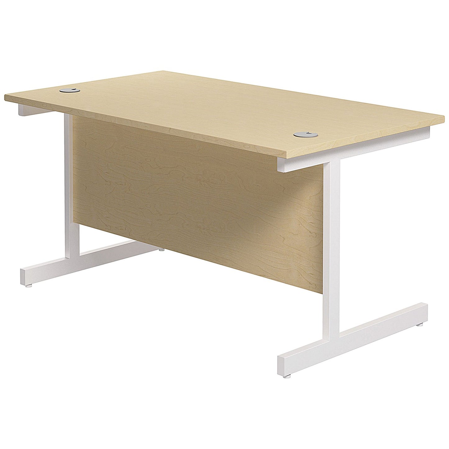 Jemini 1200mm Rectangular Desk, White Cantilever Leg, Maple