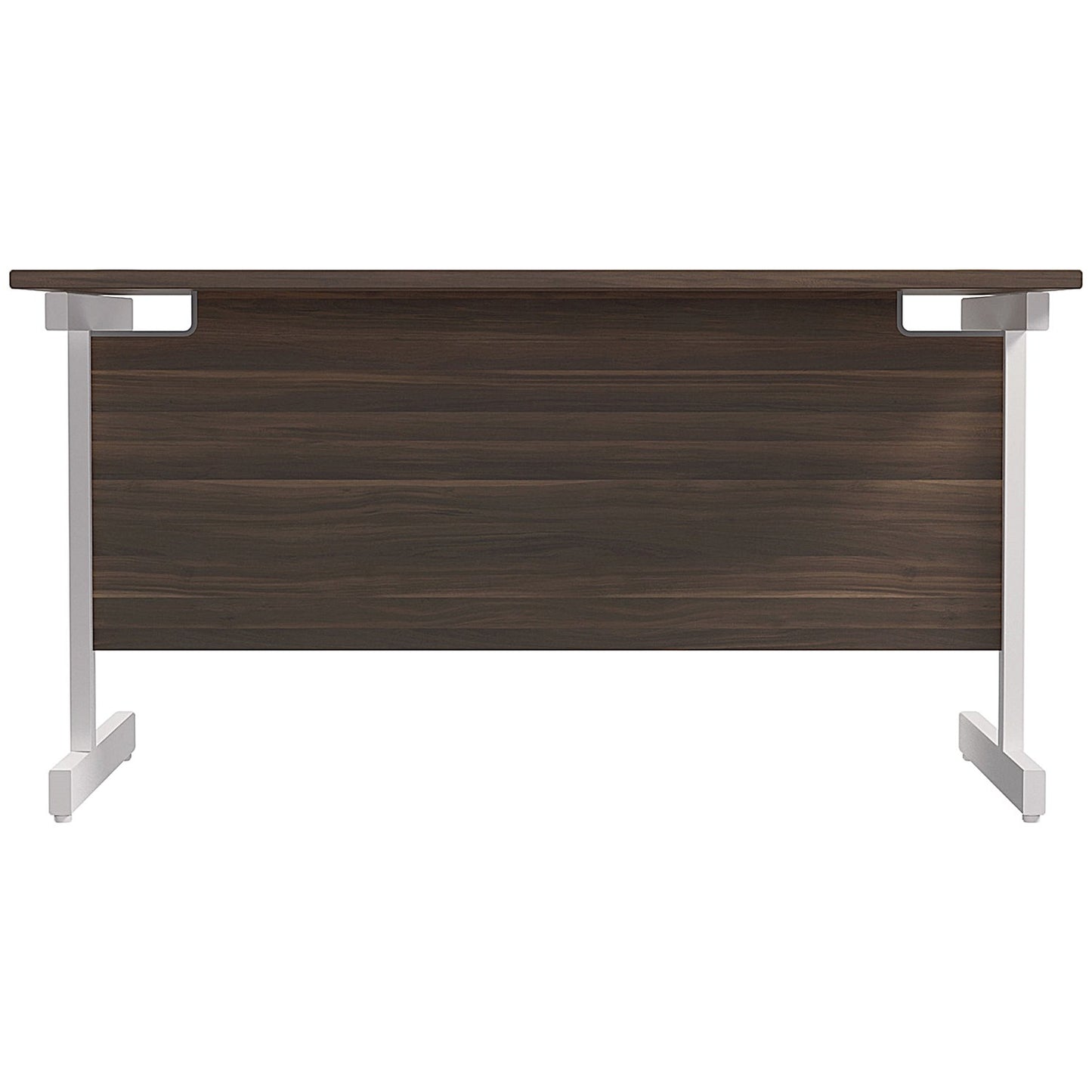 Jemini 1200mm Rectangular Desk, White Cantilever Leg, Walnut