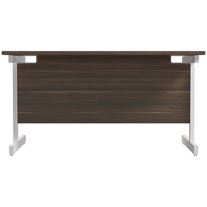 Jemini 1200mm Rectangular Desk, White Cantilever Leg, Walnut