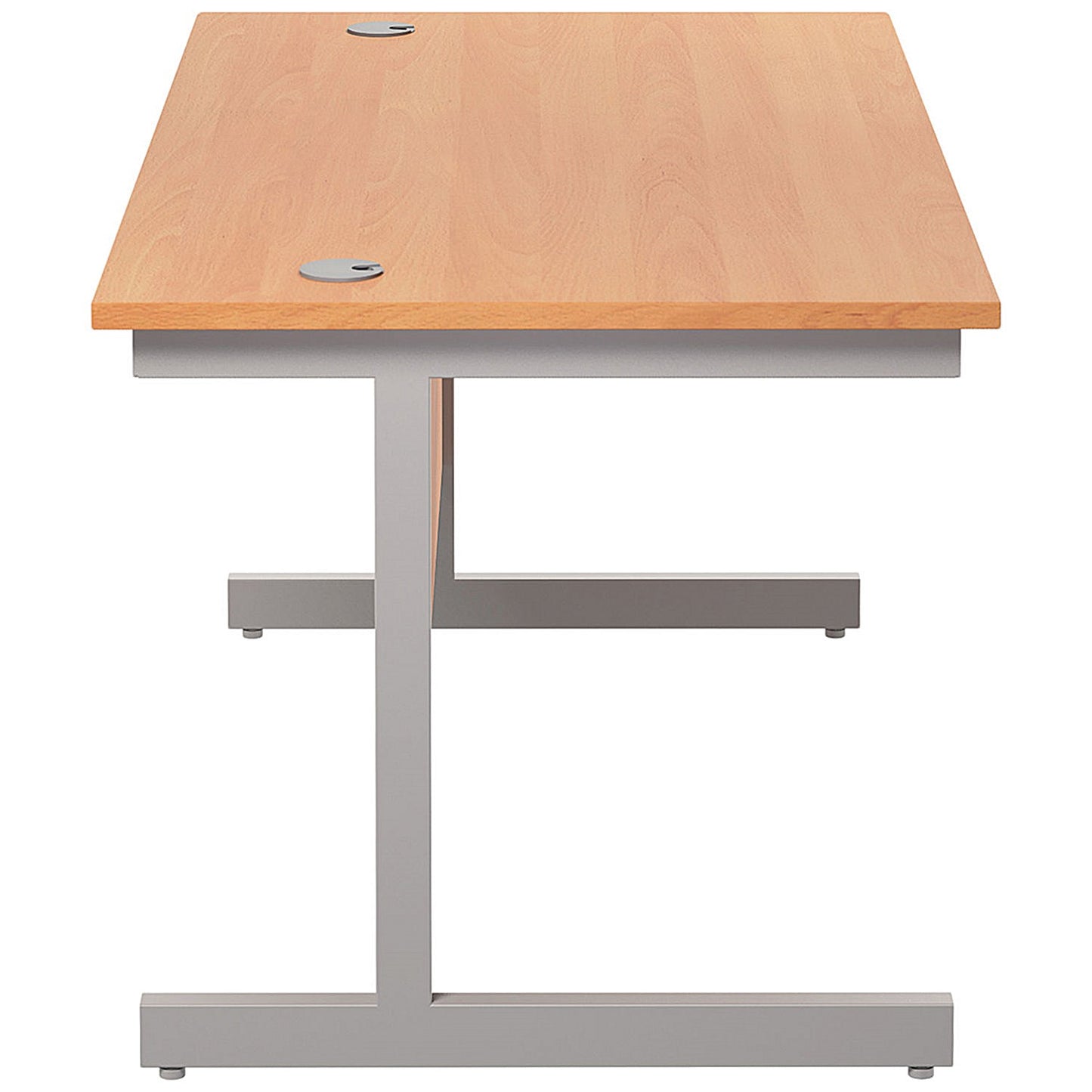 Jemini 1400mm Rectangular Desk, Silver Cantilever Leg, Beech