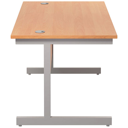 Jemini 1400mm Rectangular Desk, Silver Cantilever Leg, Beech