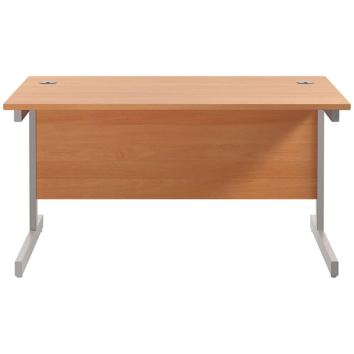 Jemini 1400mm Rectangular Desk, Silver Cantilever Leg, Beech