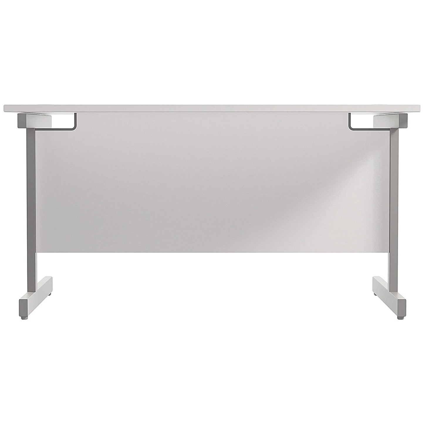 Jemini 1400mm Rectangular Desk, Silver Cantilever Leg, White