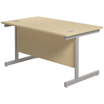 Jemini 1400mm Rectangular Desk, Silver Cantilever Leg, Maple