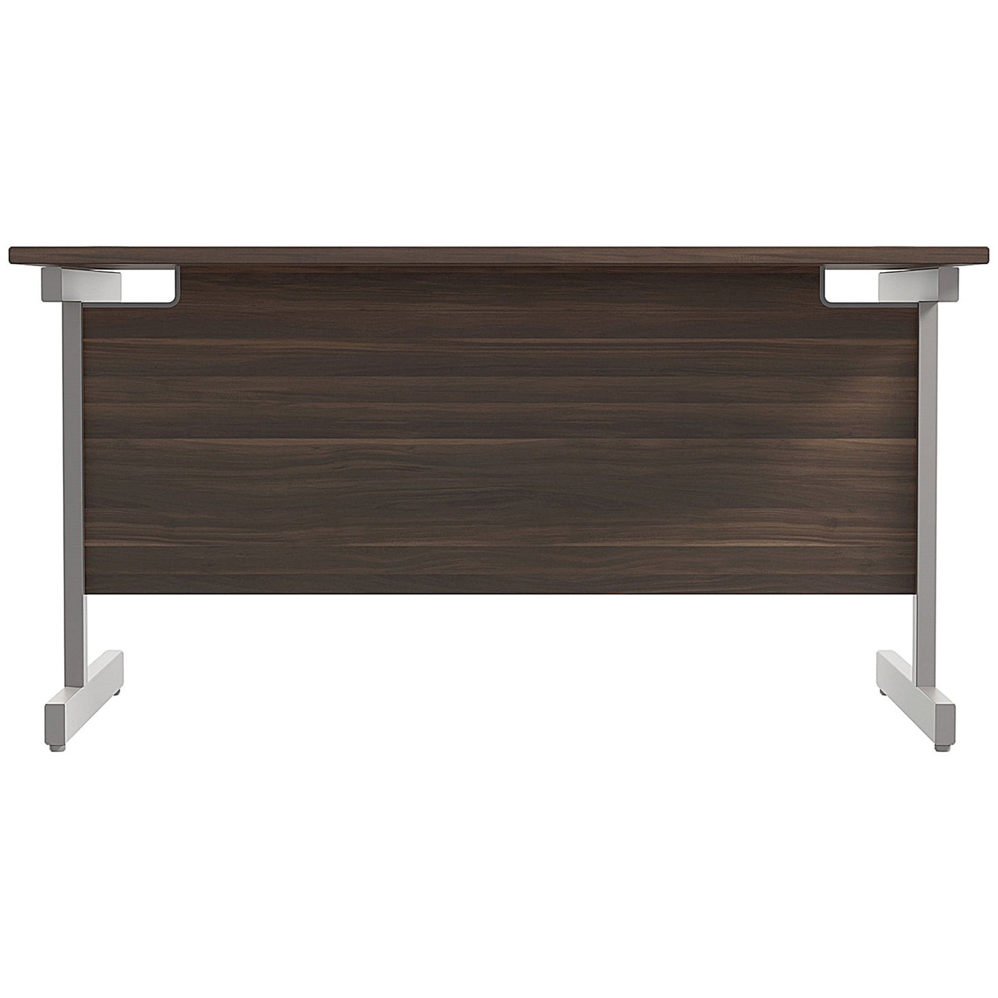 Jemini 1400mm Rectangular Desk, Silver Cantilever Leg, Walnut