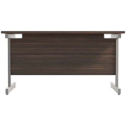 Jemini 1400mm Rectangular Desk, Silver Cantilever Leg, Walnut
