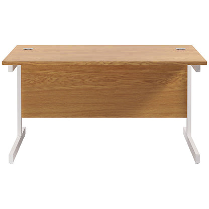 Jemini 1400mm Rectangular Desk, White Cantilever Leg, Oak