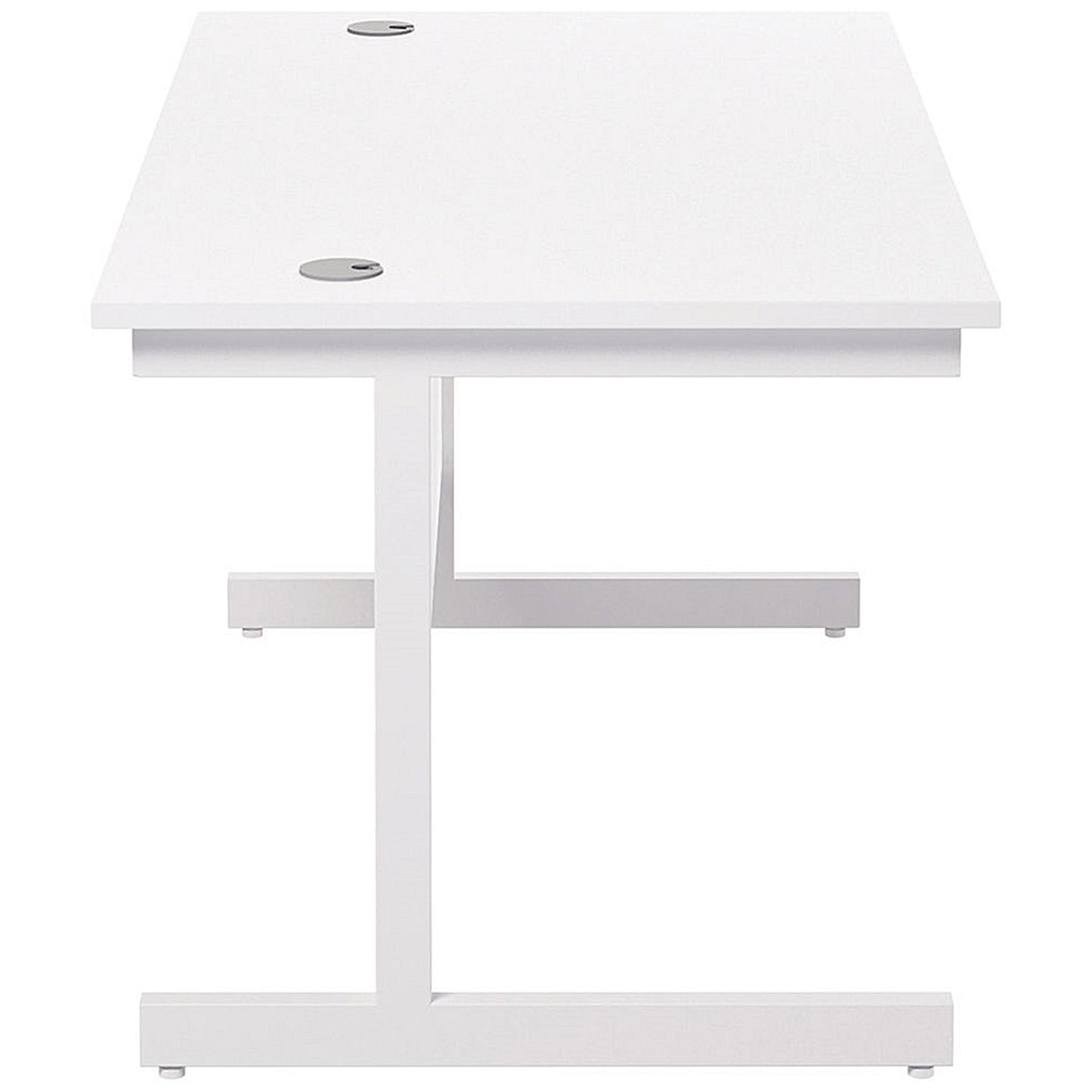 Jemini 1400mm Rectangular Desk, White Cantilever Leg, White