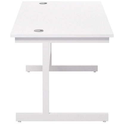 Jemini 1400mm Rectangular Desk, White Cantilever Leg, White