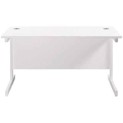 Jemini 1400mm Rectangular Desk, White Cantilever Leg, White