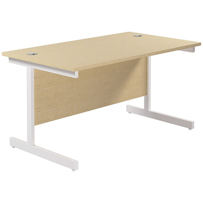 Jemini 1400mm Rectangular Desk, White Cantilever Leg, Maple