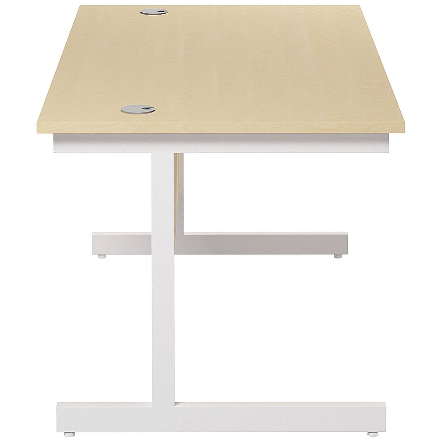 Jemini 1400mm Rectangular Desk, White Cantilever Leg, Maple