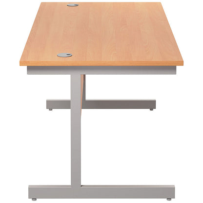 Jemini 1600mm Rectangular Desk, Silver Cantilever Leg, Beech