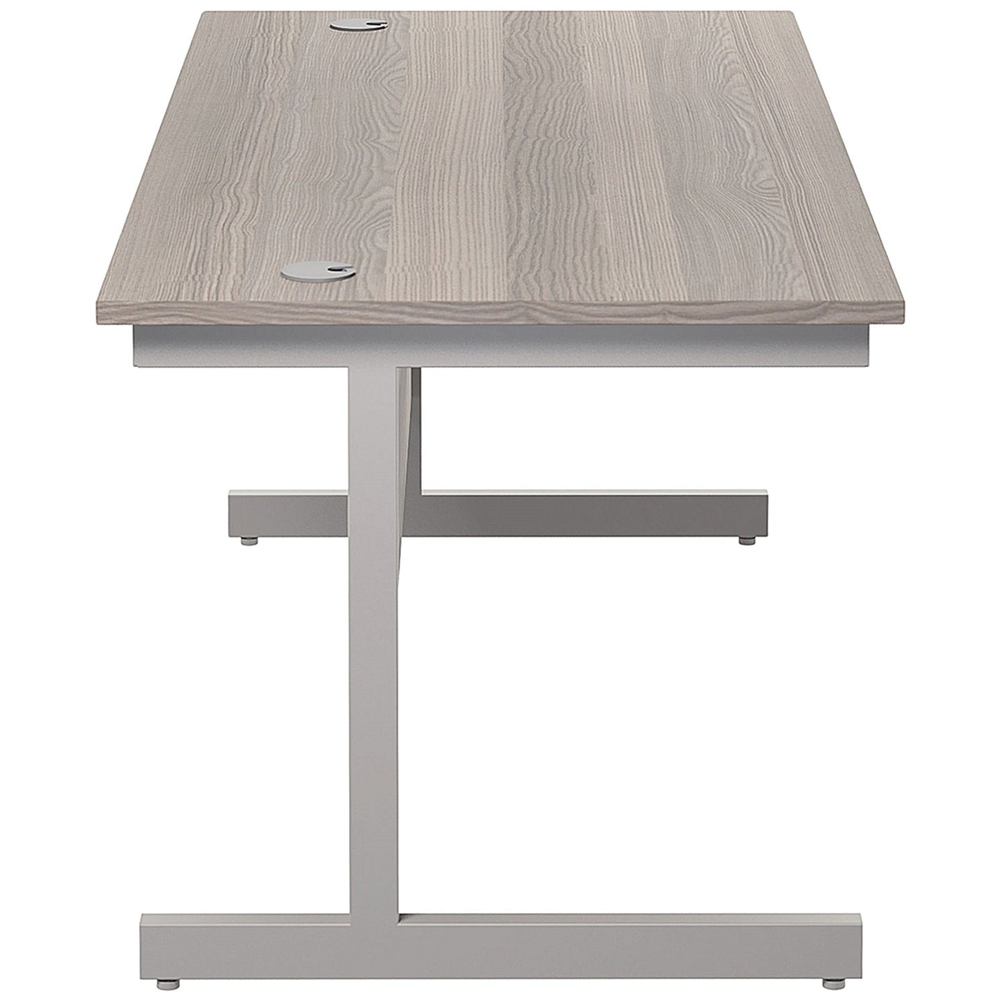 Jemini 1600mm Rectangular Desk, Silver Cantilever Leg, Grey Oak