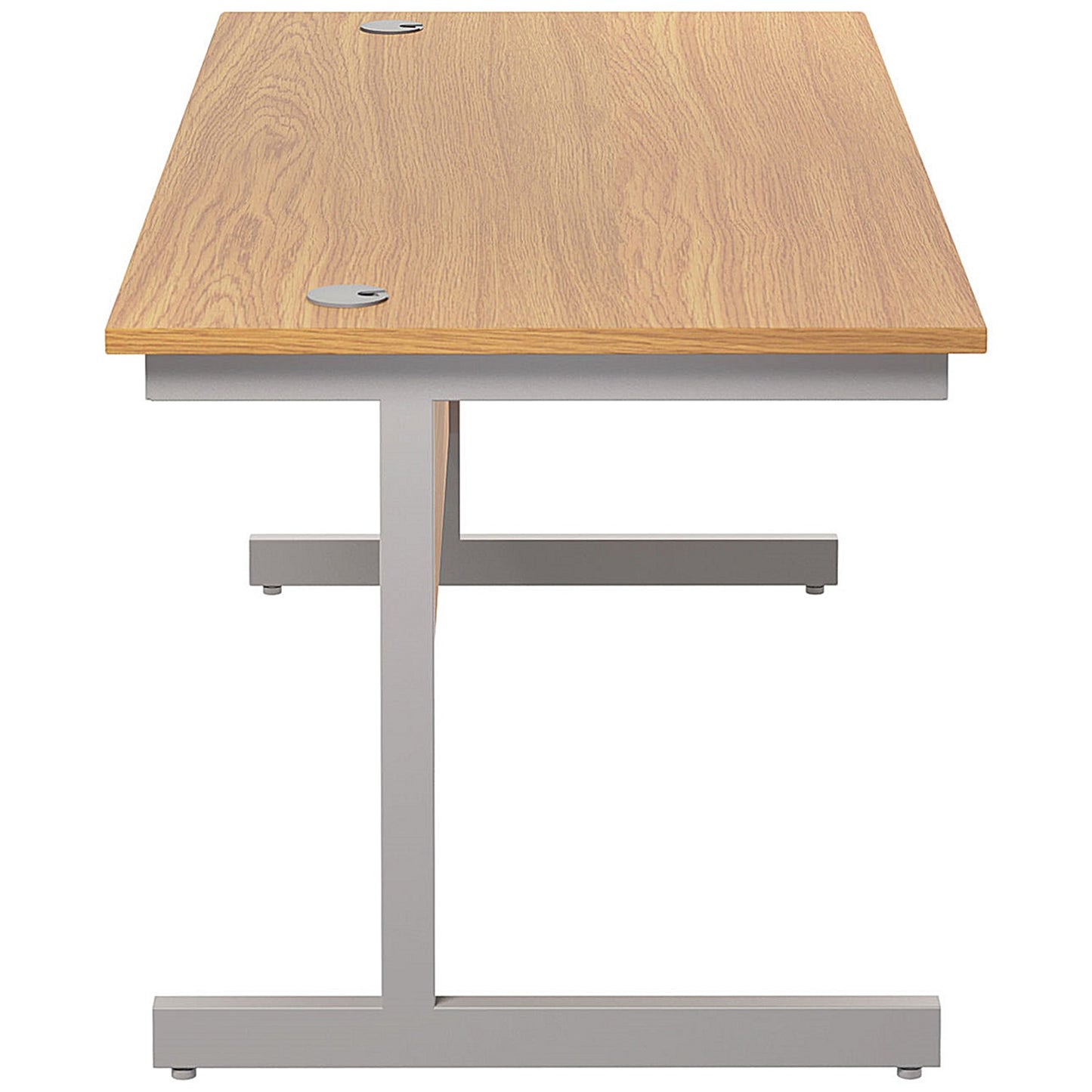 Jemini 1600mm Rectangular Desk, Silver Cantilever Leg, Oak