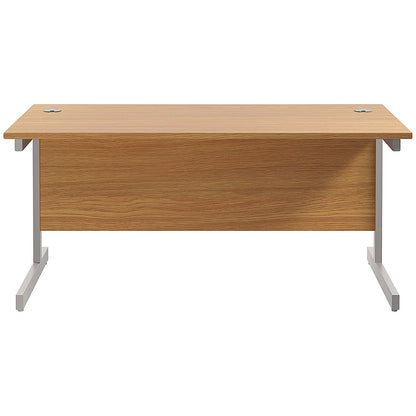 Jemini 1600mm Rectangular Desk, Silver Cantilever Leg, Oak