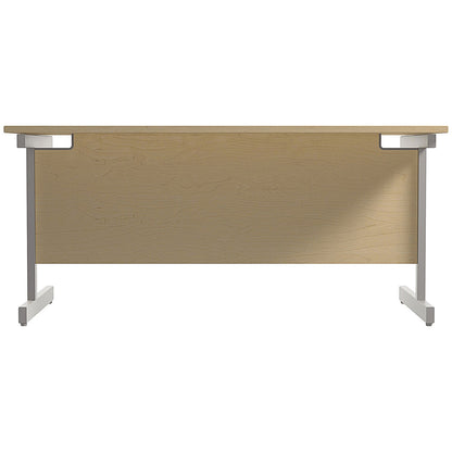 Jemini 1600mm Rectangular Desk, Silver Cantilever Leg, Maple