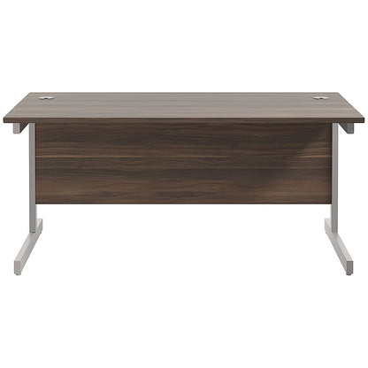 Jemini 1600mm Rectangular Desk, Silver Cantilever Leg, Walnut
