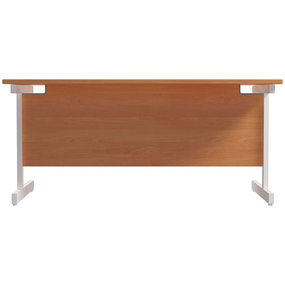 Jemini 1600mm Rectangular Desk, White Cantilever Leg, Beech