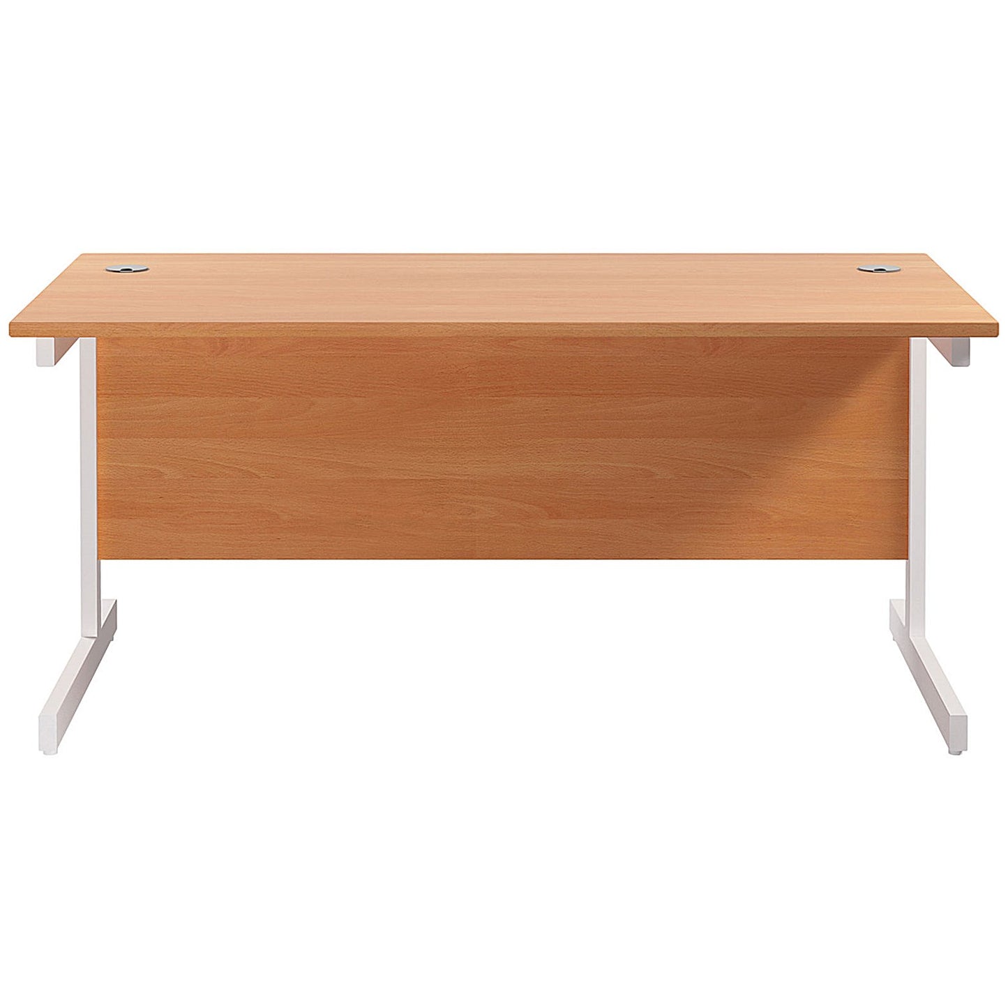 Jemini 1600mm Rectangular Desk, White Cantilever Leg, Beech