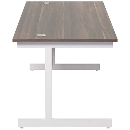 Jemini 1600mm Rectangular Desk, White Cantilever Leg, Grey Oak