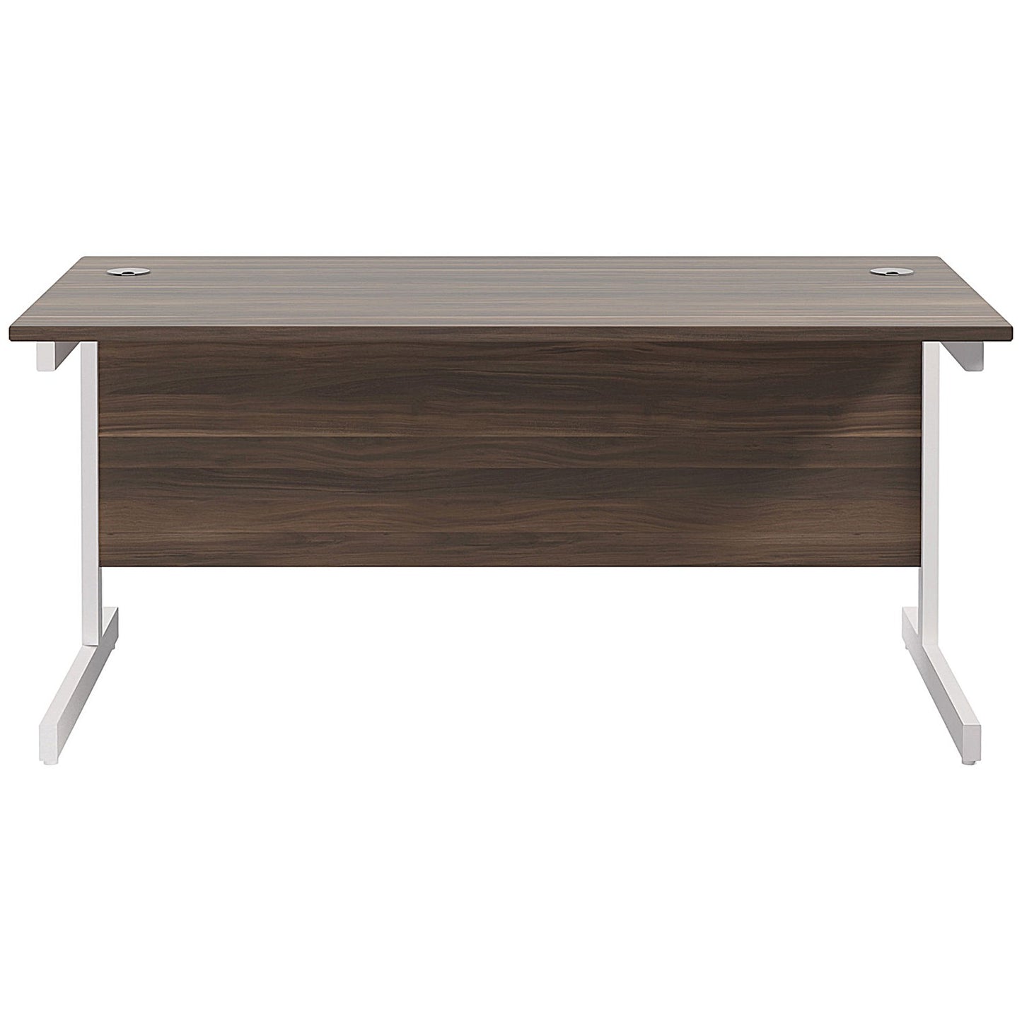 Jemini 1600mm Rectangular Desk, White Cantilever Leg, Grey Oak