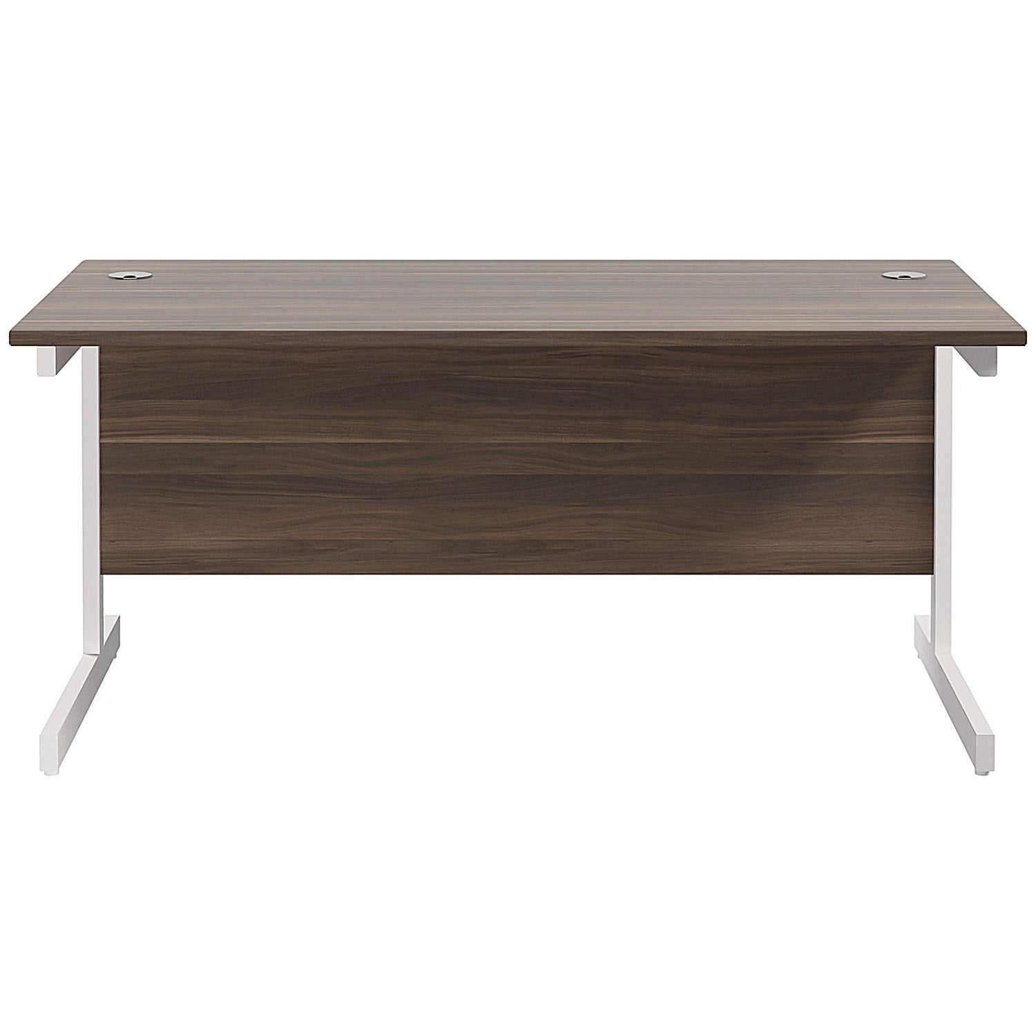 Jemini 1600mm Rectangular Desk, White Cantilever Leg, Grey Oak