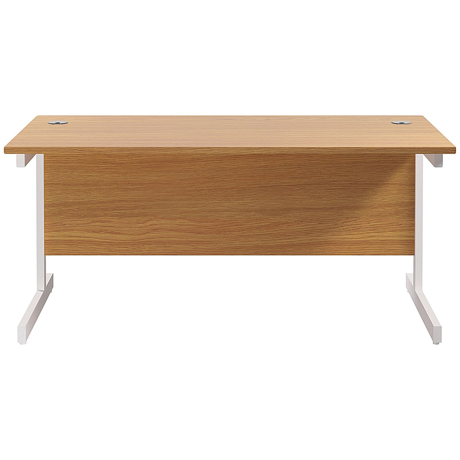 Jemini 1600mm Rectangular Desk, White Cantilever Leg, Oak
