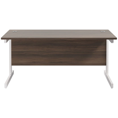 Jemini 1600mm Rectangular Desk, White Cantilever Leg, Walnut