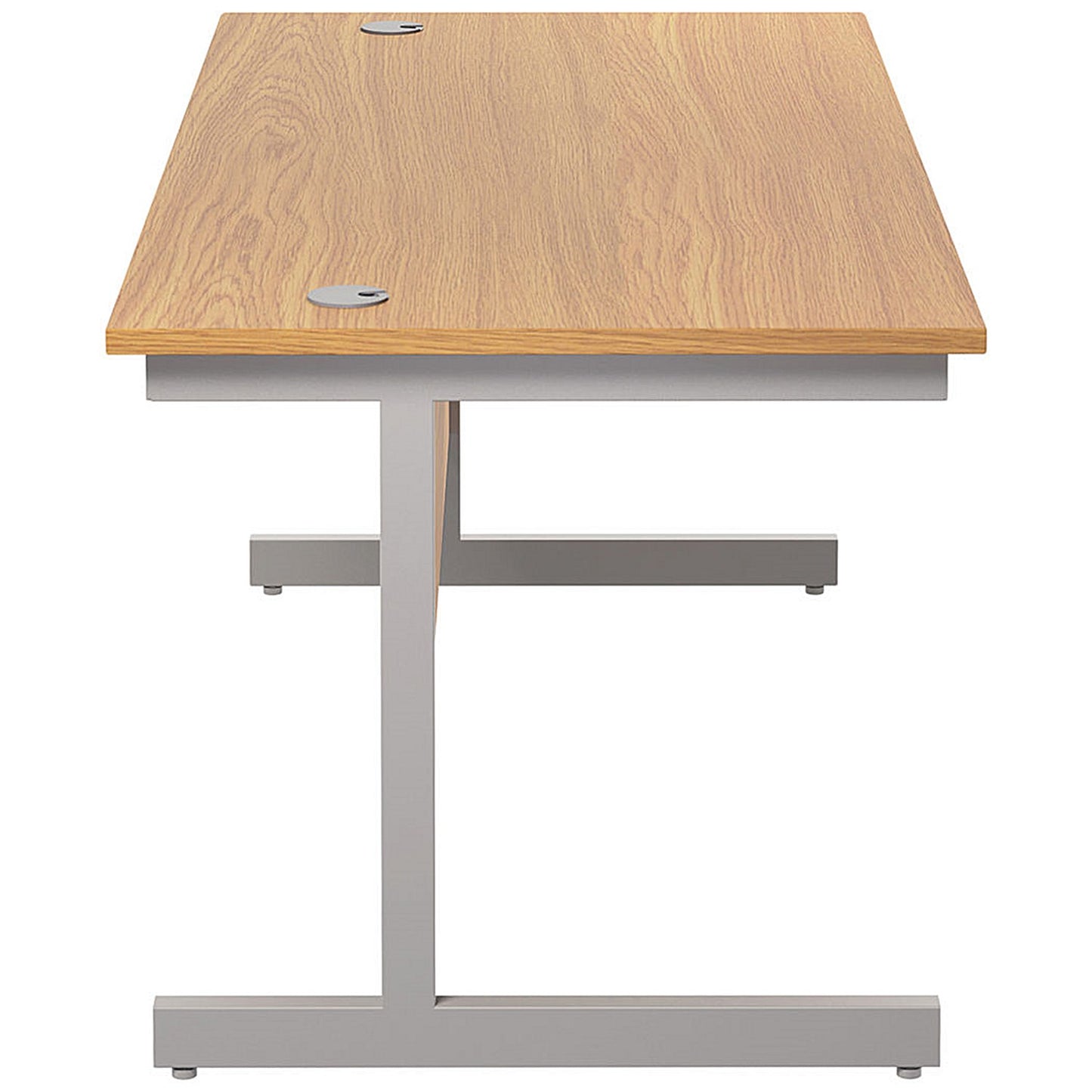 Jemini 1800mm Rectangular Desk, Silver Cantilever Leg, Oak