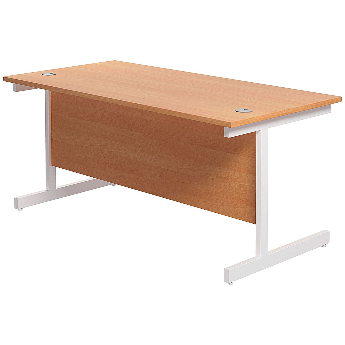 Jemini 1800mm Rectangular Desk, White Cantilever Leg, Beech