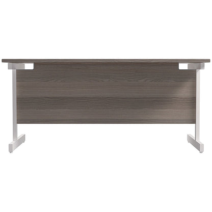 Jemini 1800mm Rectangular Desk, White Cantilever Leg, Grey Oak