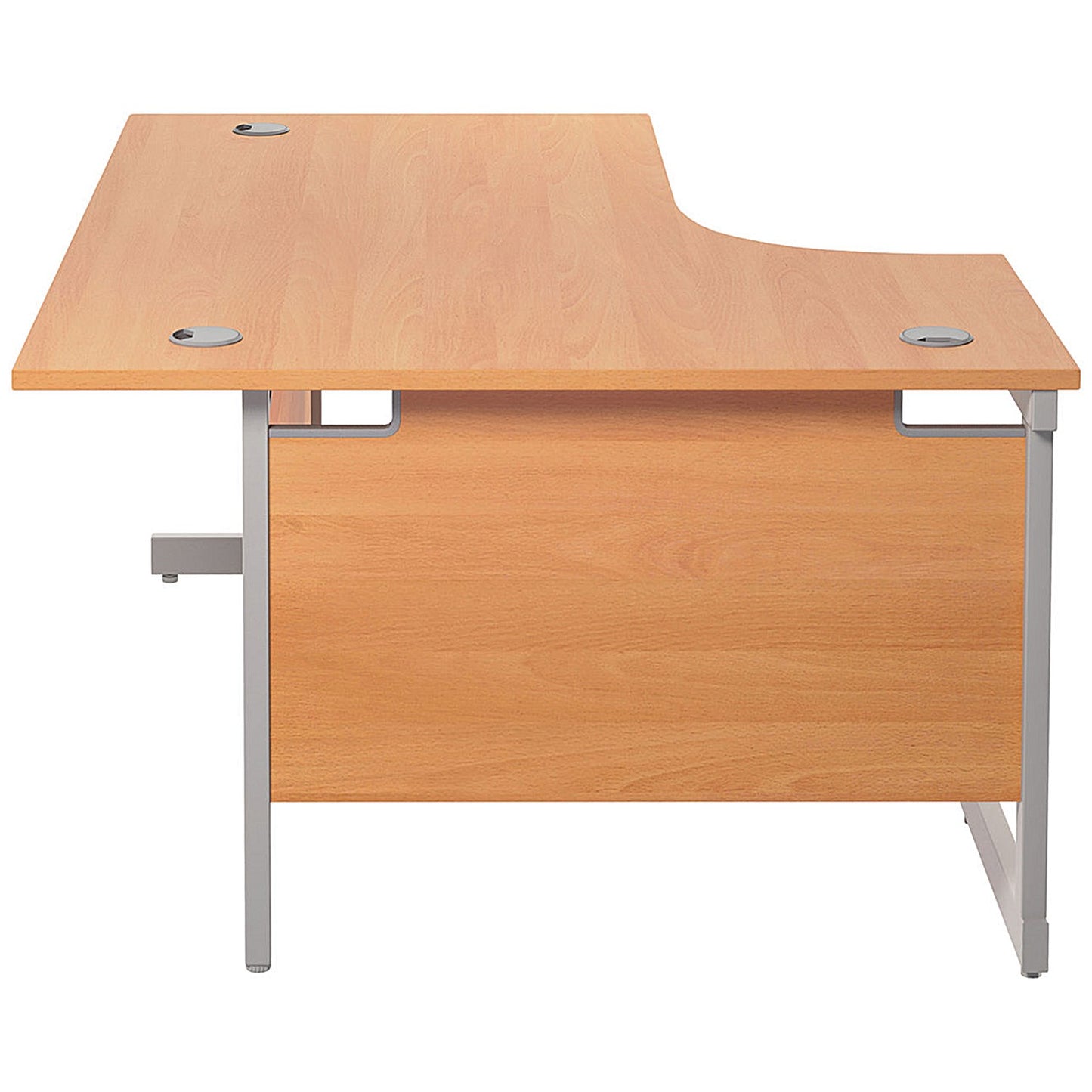 Jemini 1600mm Corner Desk, Left Hand, Silver Cantilever Legs, Beech