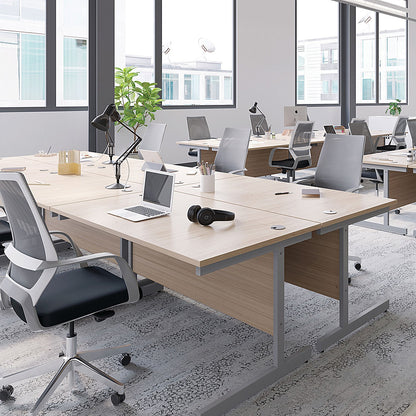 Jemini 1600mm Corner Desk, Left Hand, Silver Cantilever Legs, Beech