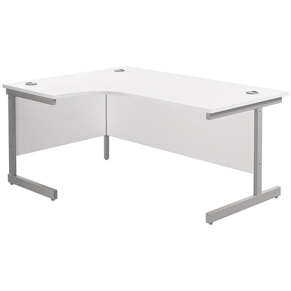 Jemini 1600mm Corner Desk, Left Hand, Silver Cantilever Legs, White