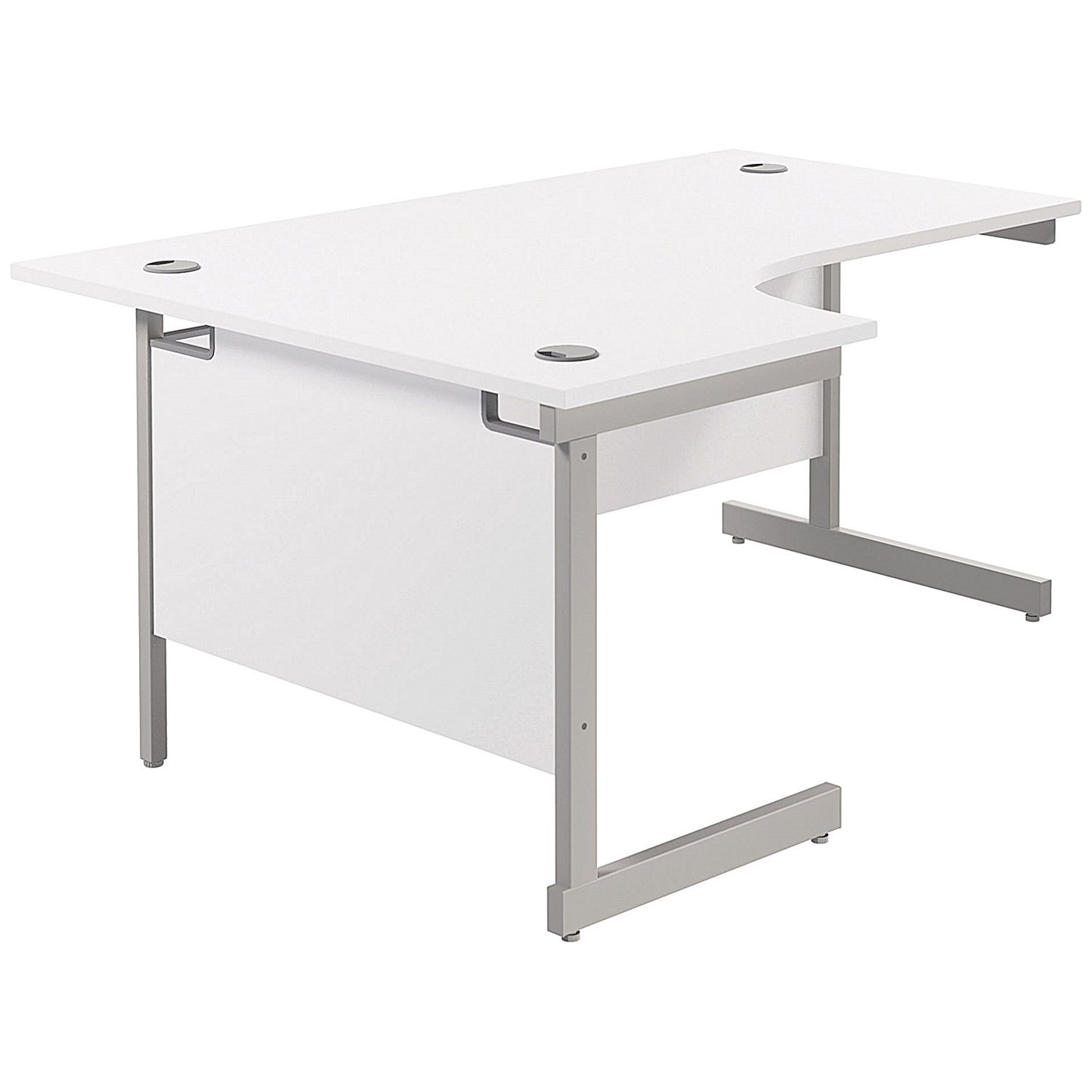 Jemini 1600mm Corner Desk, Left Hand, Silver Cantilever Legs, White