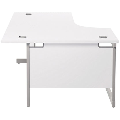 Jemini 1600mm Corner Desk, Left Hand, Silver Cantilever Legs, White