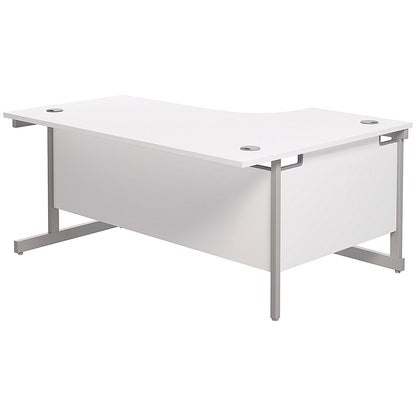 Jemini 1600mm Corner Desk, Left Hand, Silver Cantilever Legs, White