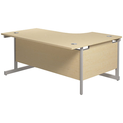 Jemini 1600mm Corner Desk, Left Hand, Silver Cantilever Legs, Maple