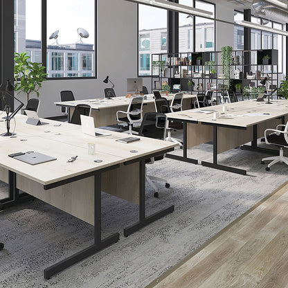 Jemini 1600mm Corner Desk, Left Hand, Silver Cantilever Legs, Maple