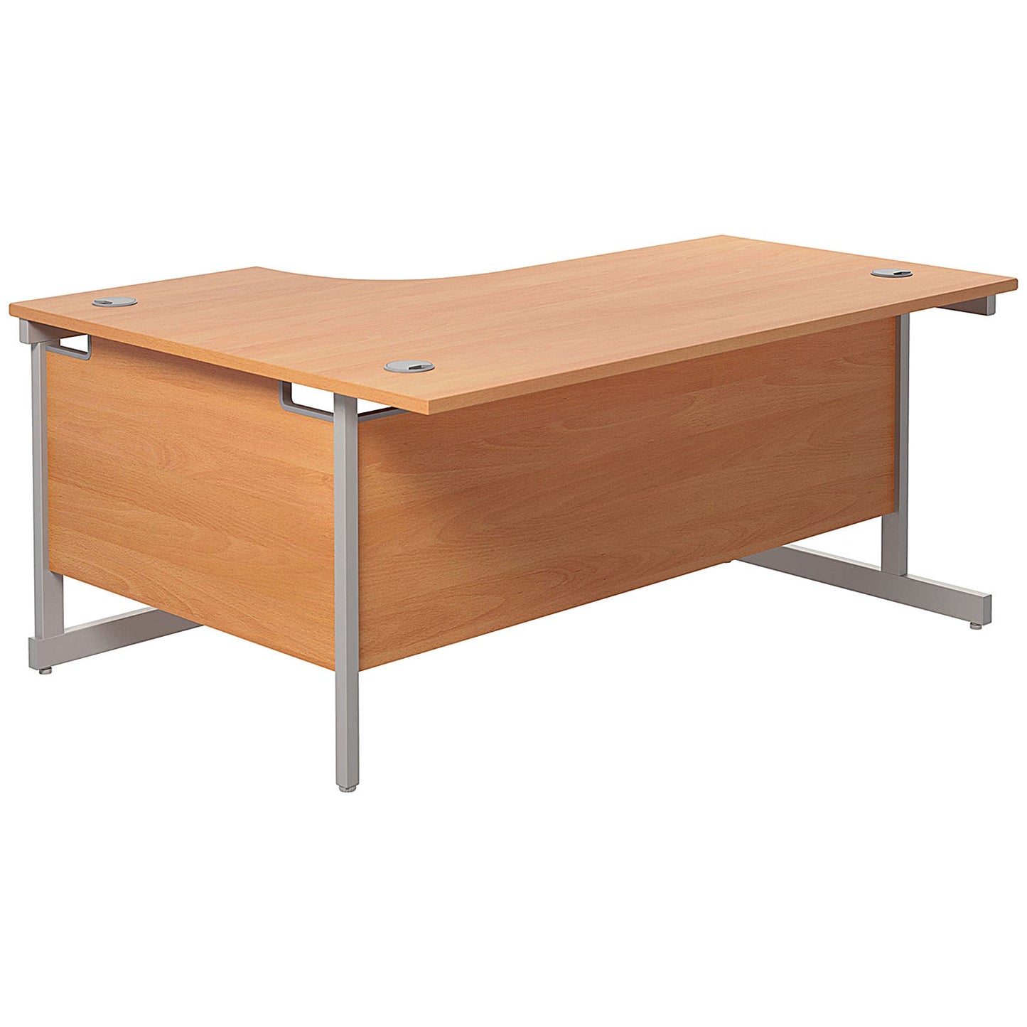 Jemini 1600mm Corner Desk, Right Hand, Silver Cantilever Legs, Beech
