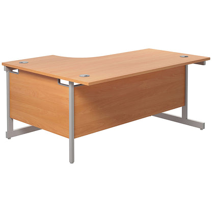 Jemini 1600mm Corner Desk, Right Hand, Silver Cantilever Legs, Beech