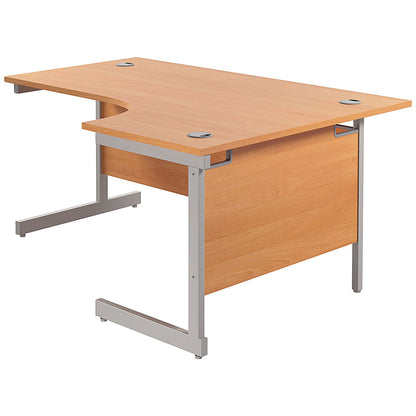 Jemini 1600mm Corner Desk, Right Hand, Silver Cantilever Legs, Beech