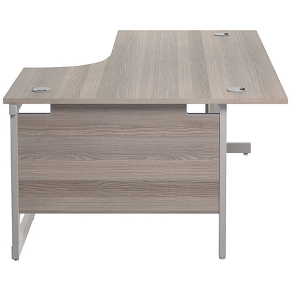Jemini 1600mm Corner Desk, Right Hand, Silver Cantilever Legs, Grey Oak