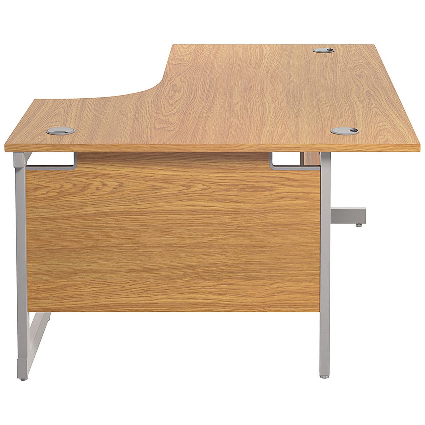 Jemini 1600mm Corner Desk, Right Hand, Silver Cantilever Legs, Oak