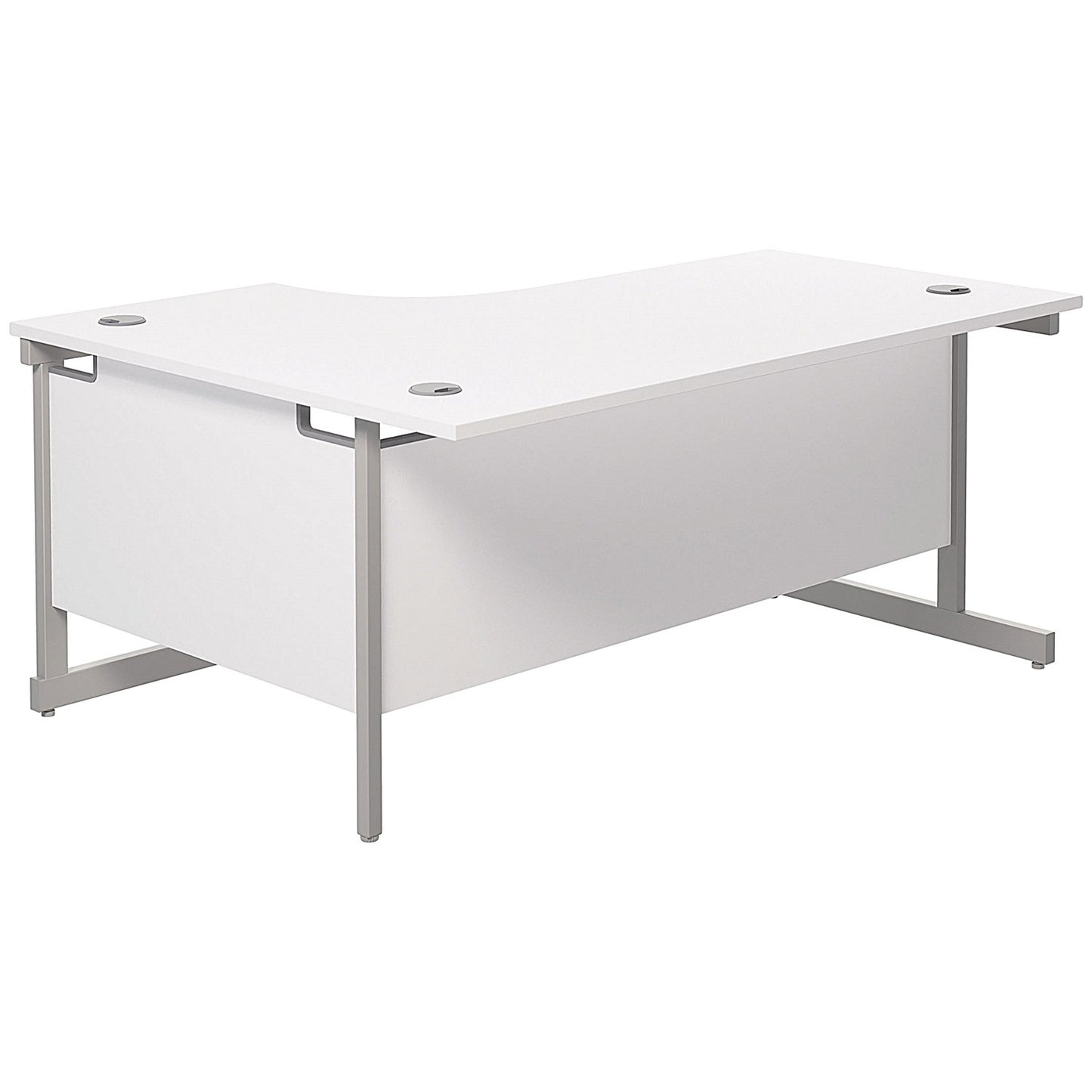 Jemini 1600mm Corner Desk, Right Hand, Silver Cantilever Legs, White