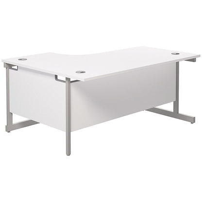 Jemini 1600mm Corner Desk, Right Hand, Silver Cantilever Legs, White