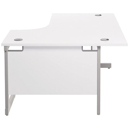 Jemini 1600mm Corner Desk, Right Hand, Silver Cantilever Legs, White