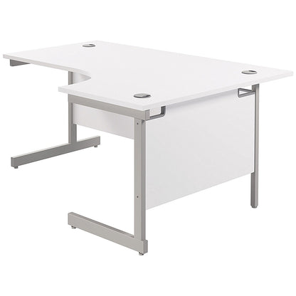 Jemini 1600mm Corner Desk, Right Hand, Silver Cantilever Legs, White